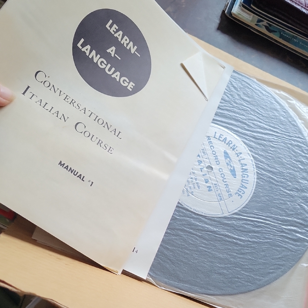 1956 Learn-A-Language Italian Course with Vinyl NEW OLD STOCK